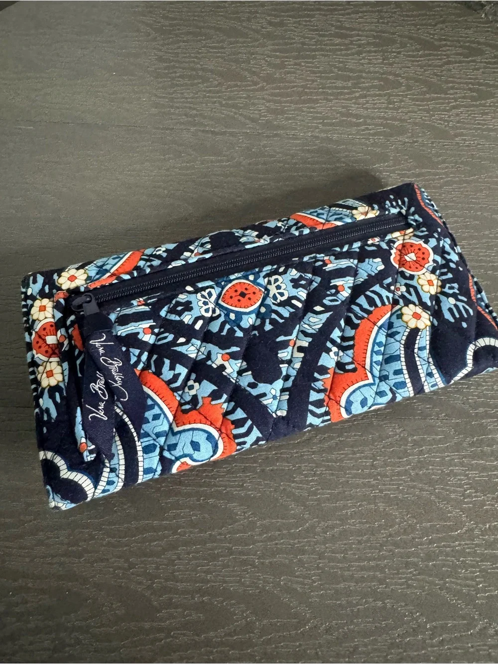 Vera Bradley Quilted Blue Floral Print Wallet Clutch